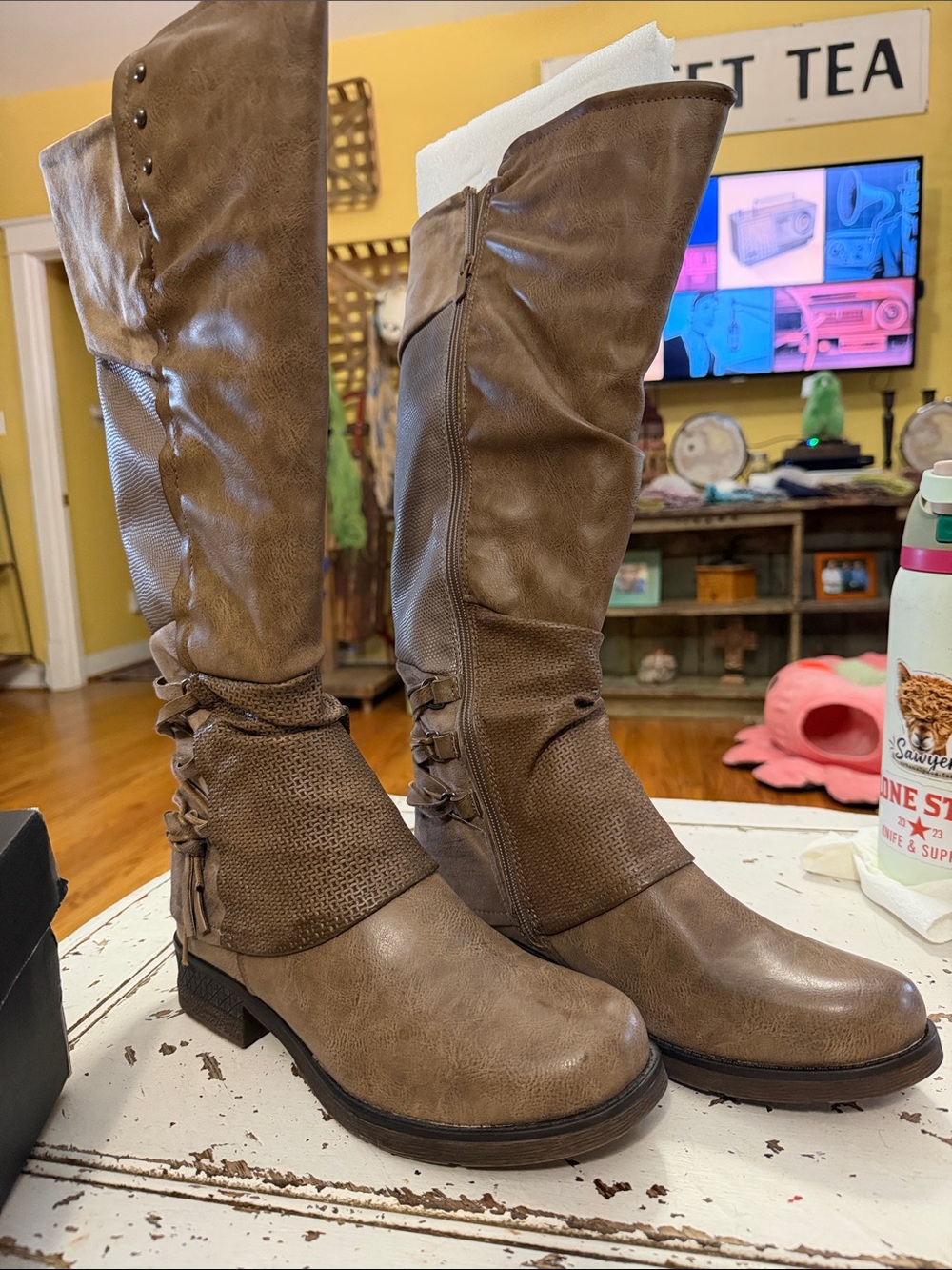 Women's Taupe Knee-High Casual Boots